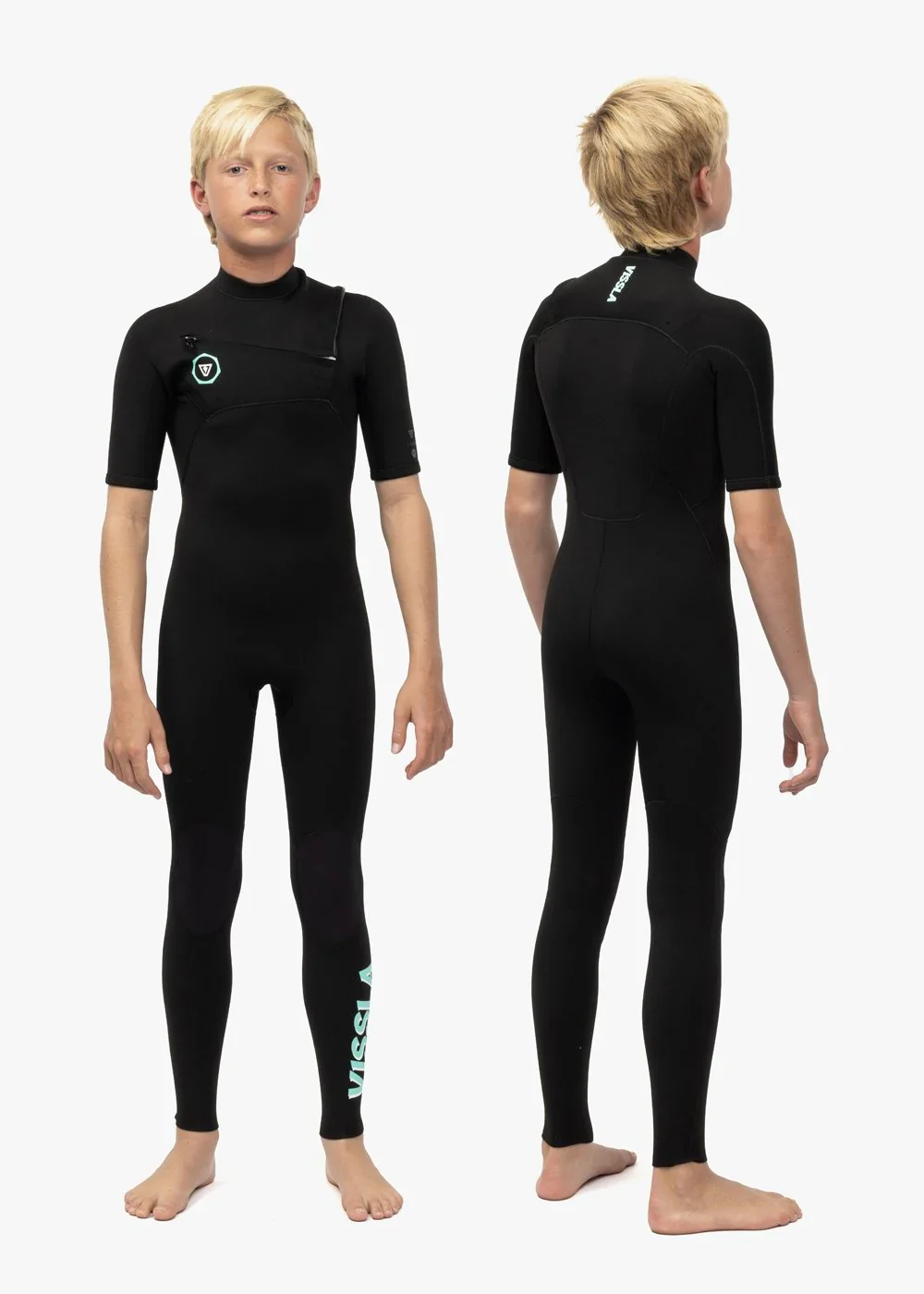 7 Seas Boys 2mm Short Sleeve Steamer Wetsuit - Black - Image 4