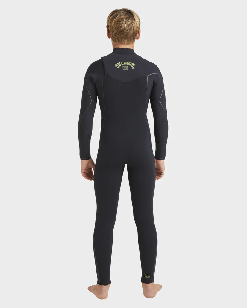 Boys 4/3mm Furnace Natural Chest Zip Steamer Wetsuit - Black - Image 2