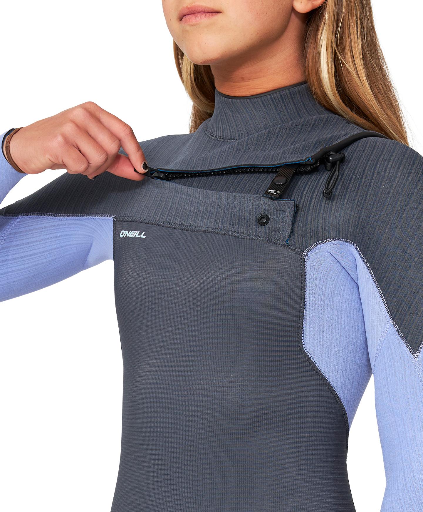Girl's HyperFreak 3/2+ Steamer Chest Zip Wetsuit - Periwinkle - Image 5