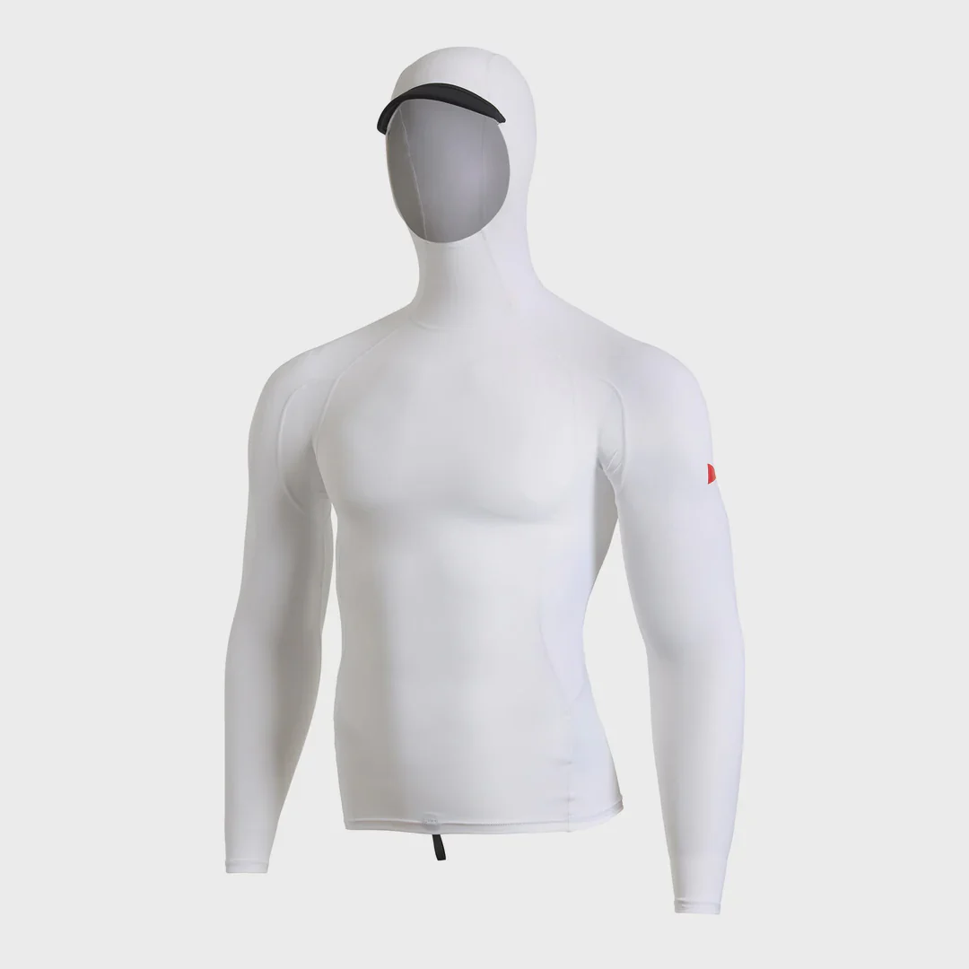 Long Sleeve Utility Pocket Hooded Rashguard - White