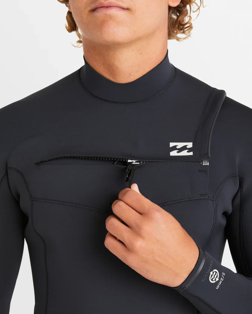 Men's 2mm Absolute Natural Chest Zip Long Sleeve Springsuit - Black - Image 3