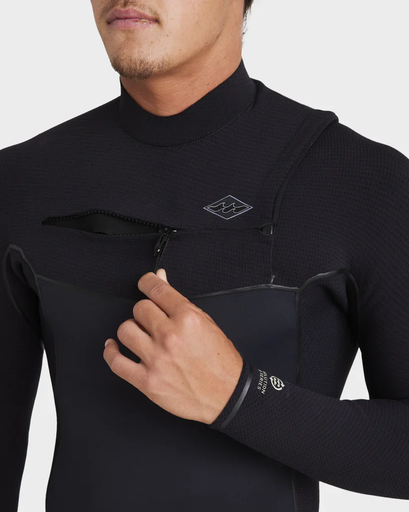 Mens 4/3mm Revolution Pro Chest Zip Steamer Wetsuit - Black - Image 5