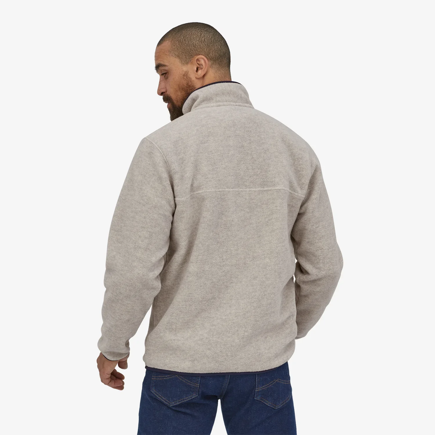 Men's Lightweight Synchilla® Snap-T® Fleece Pullover - Oatmeal Heather/Smoulder Blue - Image 3