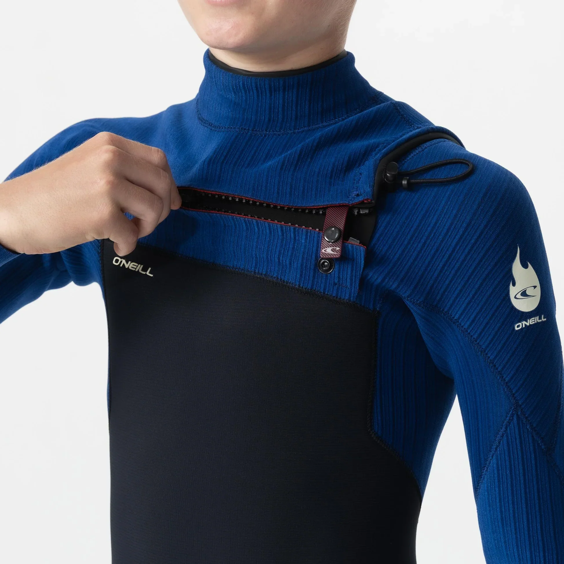 O'neill Boy's HyperFire 3/2mm Steamer Chest Zip Wetsuit - Black/Blue - Image 4
