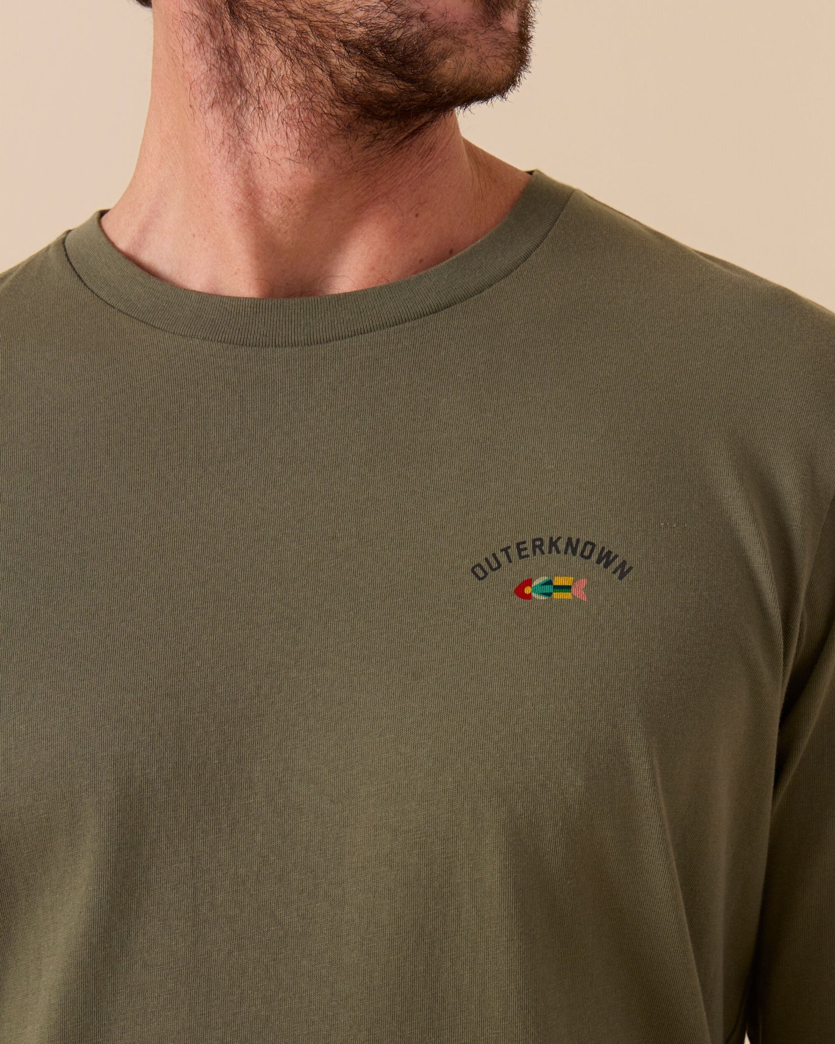 Outerknown Journey Fish Long Sleeve T-Shirt - Olive Night - Image 6
