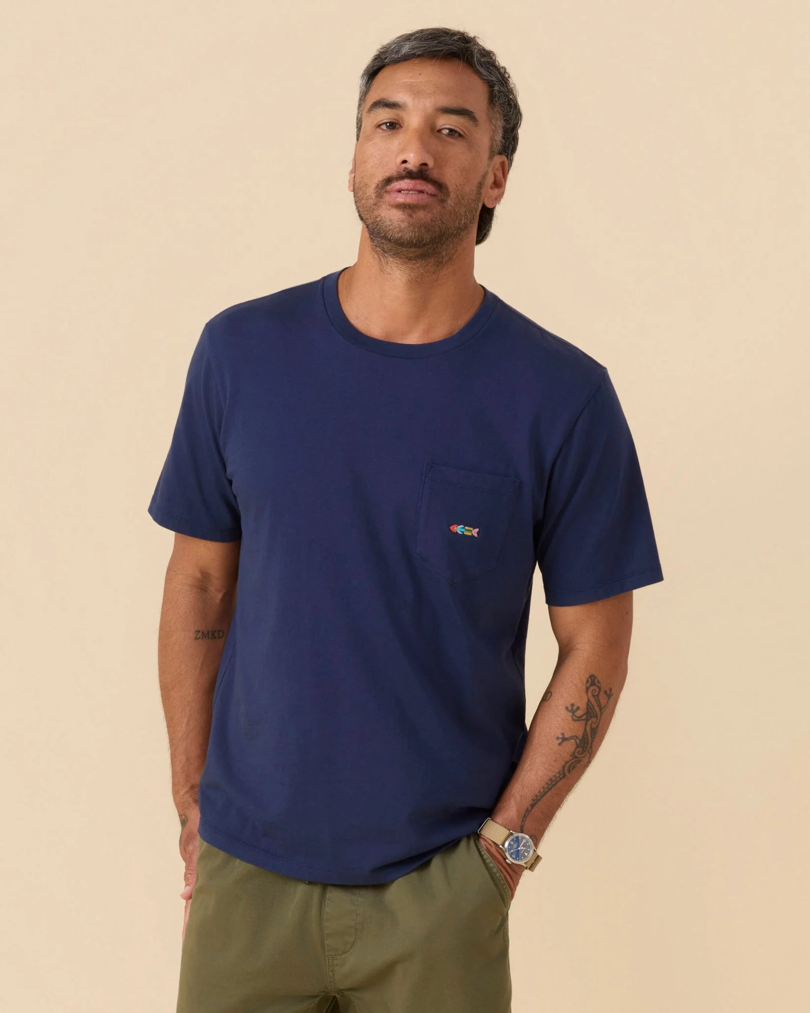 Outerknown Journey Fish Pocket Tee - Marine - Image 4