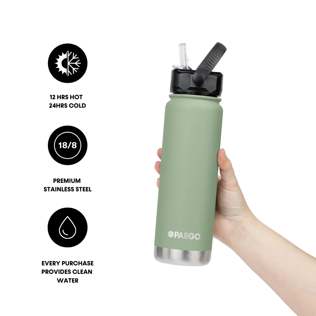 Project Pargo 750mL Insulated Bottle w/ Straw Lid - Eucalypt Green - Image 4