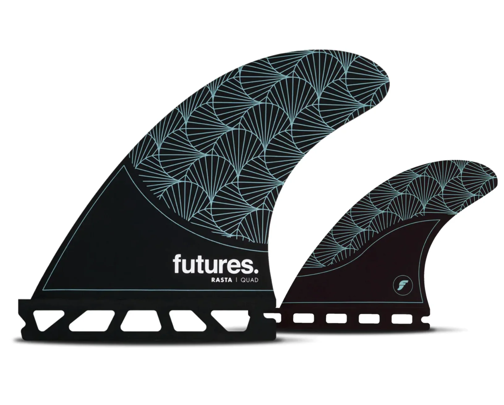 Futures Rasta Honeycomb Quad Fin Set - Black/Teal