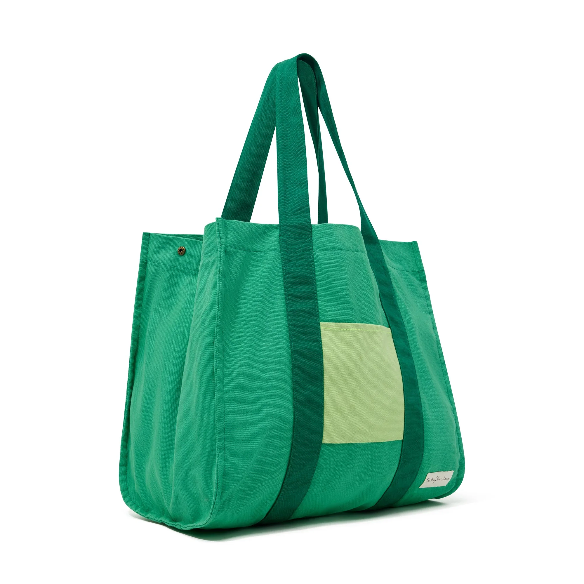Salty Shadows Apple Green Oversized Canvas Beach Bag