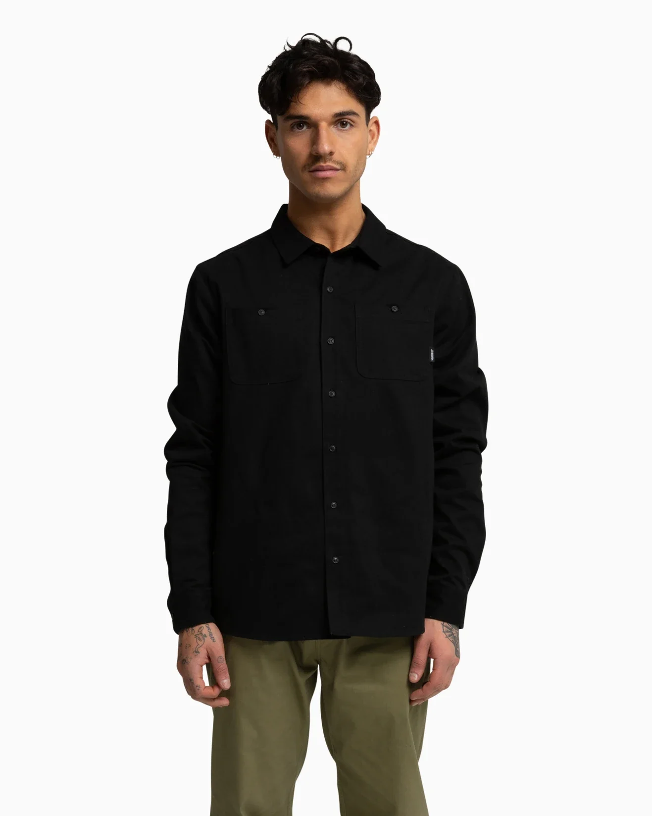 Staple Hurley Mens Long Sleeve Shirt - Black - Image 3